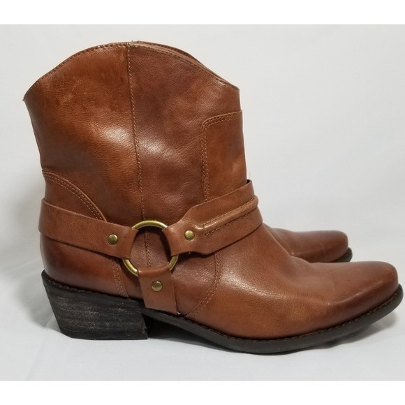 Franco Sarto Wade Brown Leather Harness Western Rodeo Above Ankle Boots 7.5 - Picture 3 of 6
